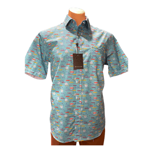 Berlin Short Sleeve Pure Cotton Print Shirt S381 - Ronald King