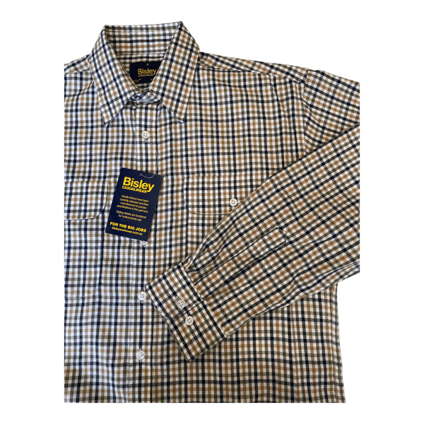 Bisley Brushed Twill Small Check Long Sleeve Shirt BS70363W - Ronald King