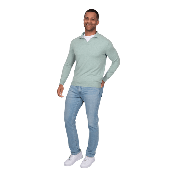 Bridge and Lord Wool Cashmere Open Collar Polo BL5503 - Ronald King