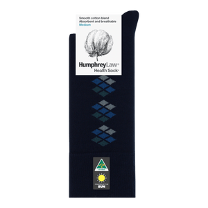 Humphrey Law 85% Mercerised Cotton Patterned Health Sock® Style 51C Multi Diamond - Ronald King