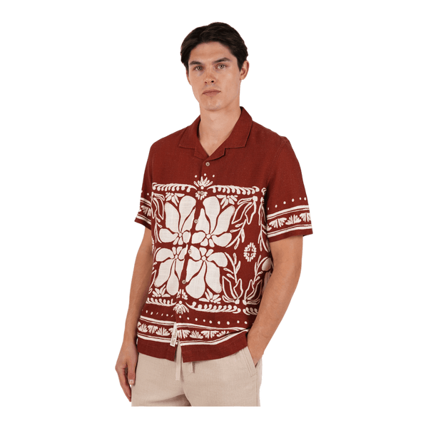 James Harper Linen Blend Print S/S Shirt JHS719 - Ronald King