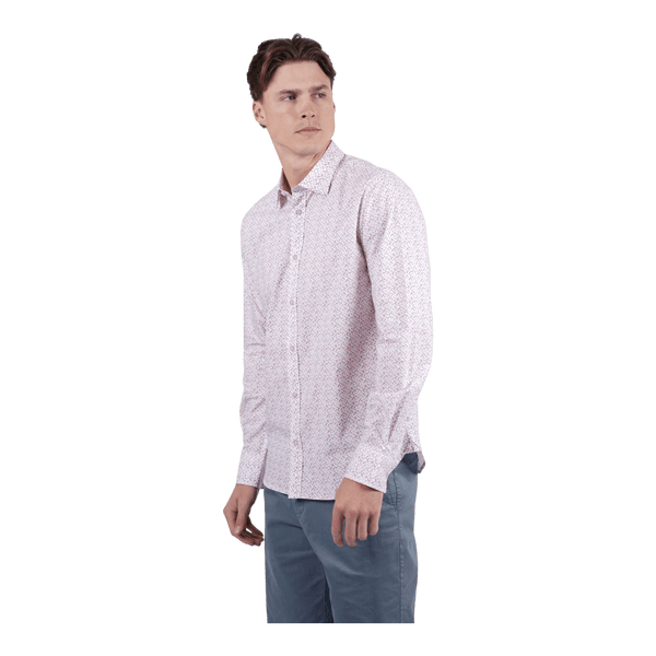 James Harper Peach Cotton Poplin Geo Print L/S Shirt JHS718 - Ronald King