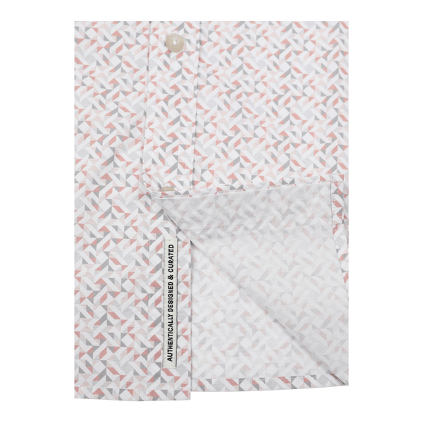 James Harper Peach Cotton Poplin Geo Print L/S Shirt JHS718 - Ronald King