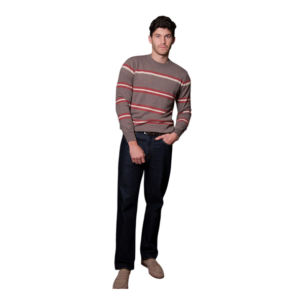 Bridge and Lord Stripe Crew Neck Wool/Cashmere Pullover BL6503
