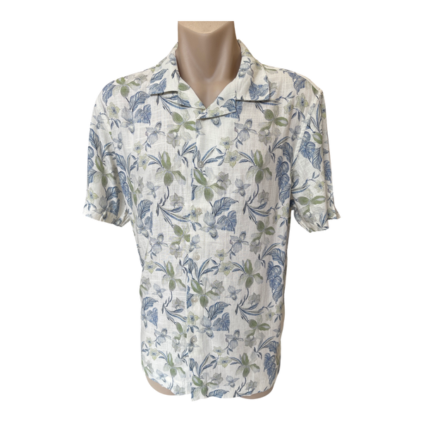 James Harper S/S Floral Print Linen Shirt JHS711
