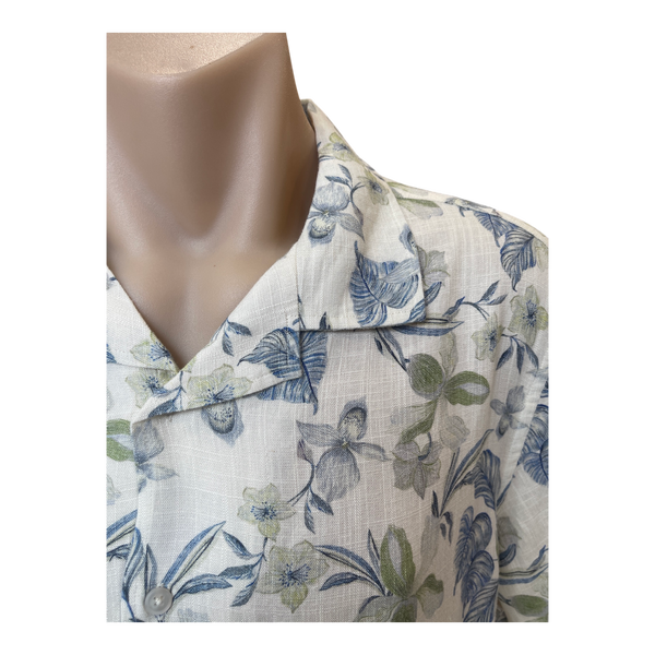 James Harper S/S Floral Print Linen Shirt JHS711