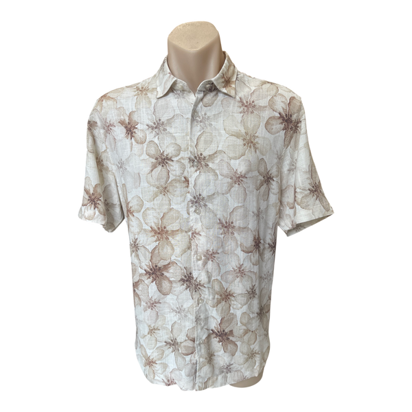 James Harper S/S Floral Print Linen Blend Shirt JHS714