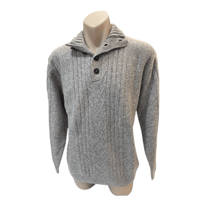 Ansett Pure New Wool Button Neck Jumper K8256 - Ronald King