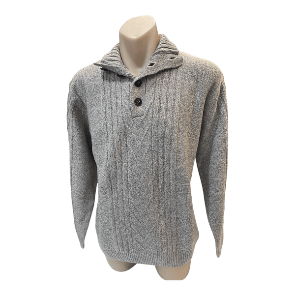 Ansett Pure New Wool Button Neck Jumper K8256 - Ronald King