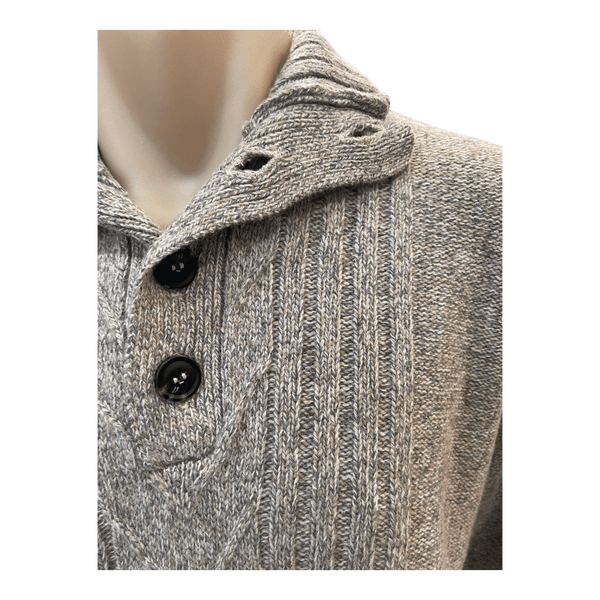 Ansett Pure New Wool Button Neck Jumper K8256 - Ronald King