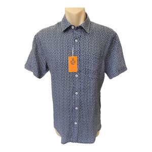Back Bay S/S Linen Print Shirt G680231 - Ronald King