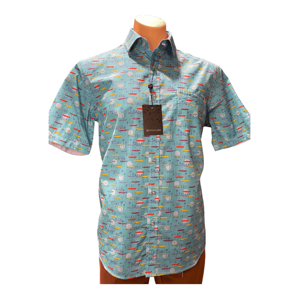 Berlin Short Sleeve Pure Cotton Print Shirt S381 - Ronald King