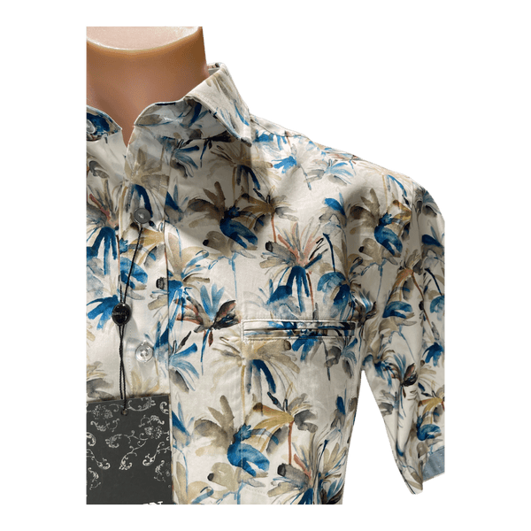 Berlin Short Sleeve Pure Cotton Watercolour Print Shirt S265 - Ronald King