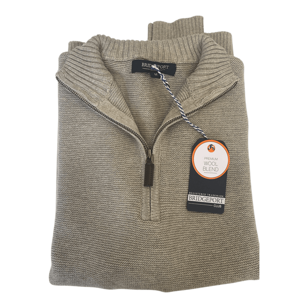 Bridgeport Zip Collar Cotton/Wool Blend Pullover B6216 - Ronald King