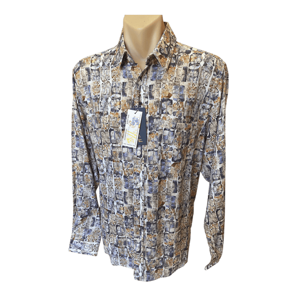 Cipollini Gold Linen/Bamboo Long Sleeve Shirt 4106 - Ronald King