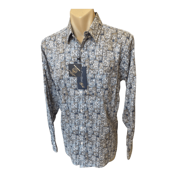 Cipollini Gold Printed Fine Swiss Cotton Shirt 4104 - Ronald King
