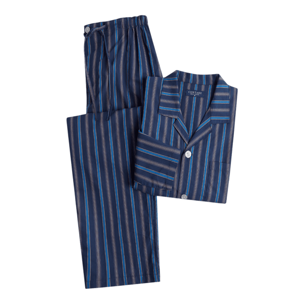 Contare Satin Stripe Cotton Long Leg Light Weight Pyjama C235000 - Ronald King