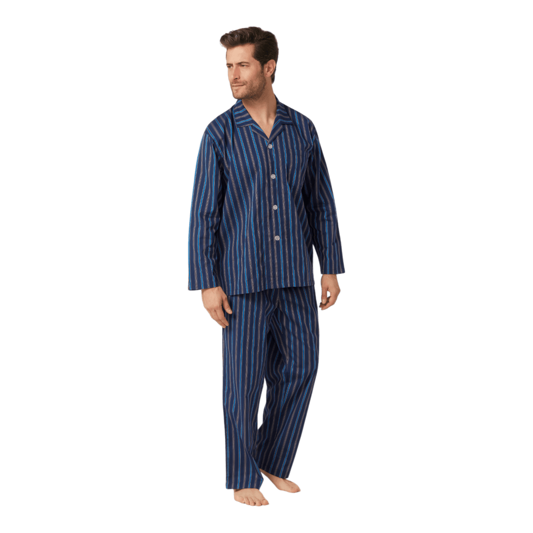 Contare Satin Stripe Cotton Long Leg Light Weight Pyjama C235000 - Ronald King