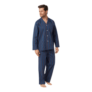 Contare Satin Stripe Cotton Long Leg Light Weight Pyjama C235000 - Ronald King