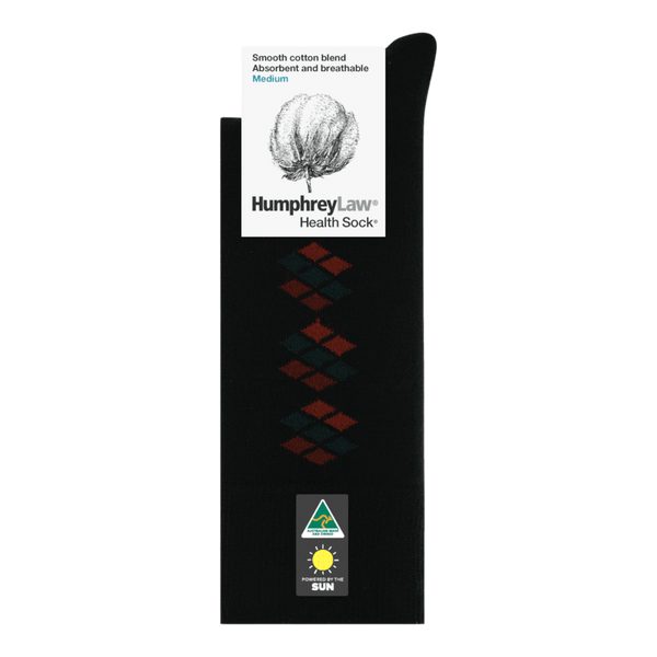 Humphrey Law 85% Mercerised Cotton Patterned Health Sock® Style 51C Multi Diamond - Ronald King