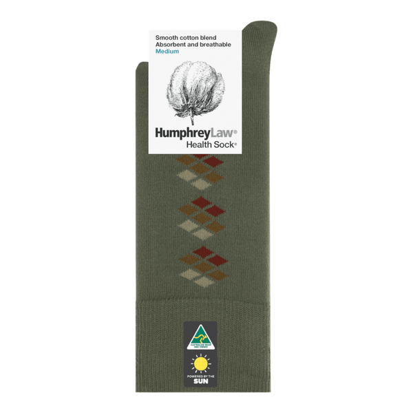 Humphrey Law 85% Mercerised Cotton Patterned Health Sock® Style 51C Multi Diamond - Ronald King