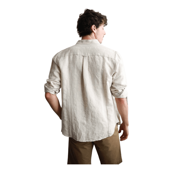 James Harper Natural Self Stripe Textured Long Sleeve Linen Shirt JHS600 - Ronald King
