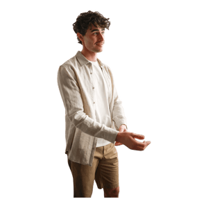 James Harper Natural Self Stripe Textured Long Sleeve Linen Shirt JHS600 - Ronald King