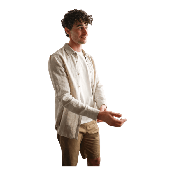 James Harper Natural Self Stripe Textured Long Sleeve Linen Shirt JHS600 - Ronald King