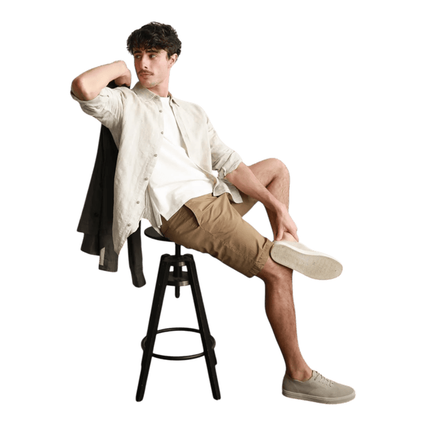 James Harper Natural Self Stripe Textured Long Sleeve Linen Shirt JHS600 - Ronald King