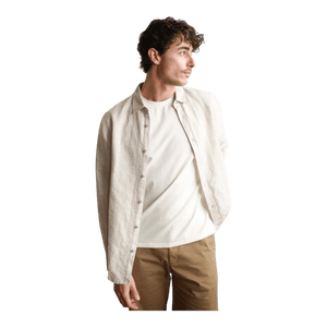 James Harper Natural Self Stripe Textured Long Sleeve Linen Shirt JHS600 - Ronald King