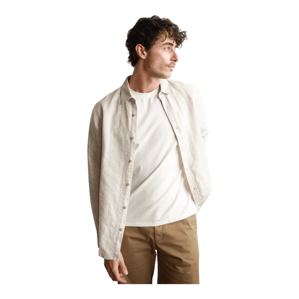 James Harper Natural Self Stripe Textured Long Sleeve Linen Shirt JHS600 - Ronald King