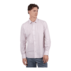 James Harper Peach Cotton Poplin Geo Print L/S Shirt JHS718 - Ronald King