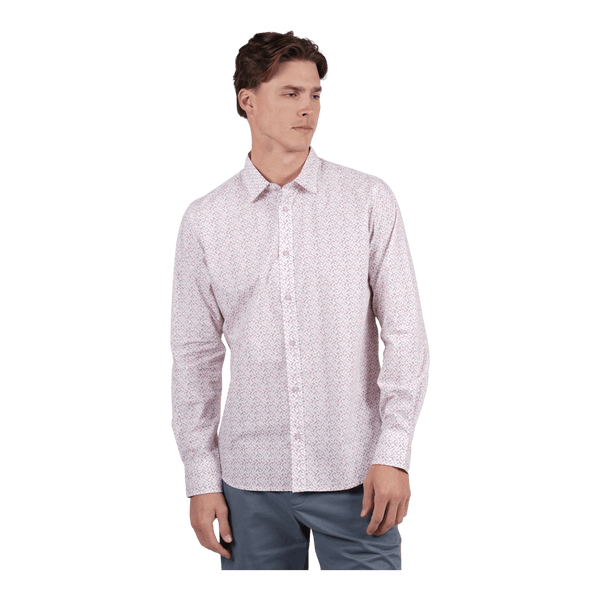 James Harper Peach Cotton Poplin Geo Print L/S Shirt JHS718 - Ronald King