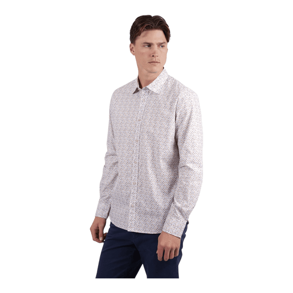 James Harper Peach Cotton Poplin Geo Print L/S Shirt JHS718 - Ronald King