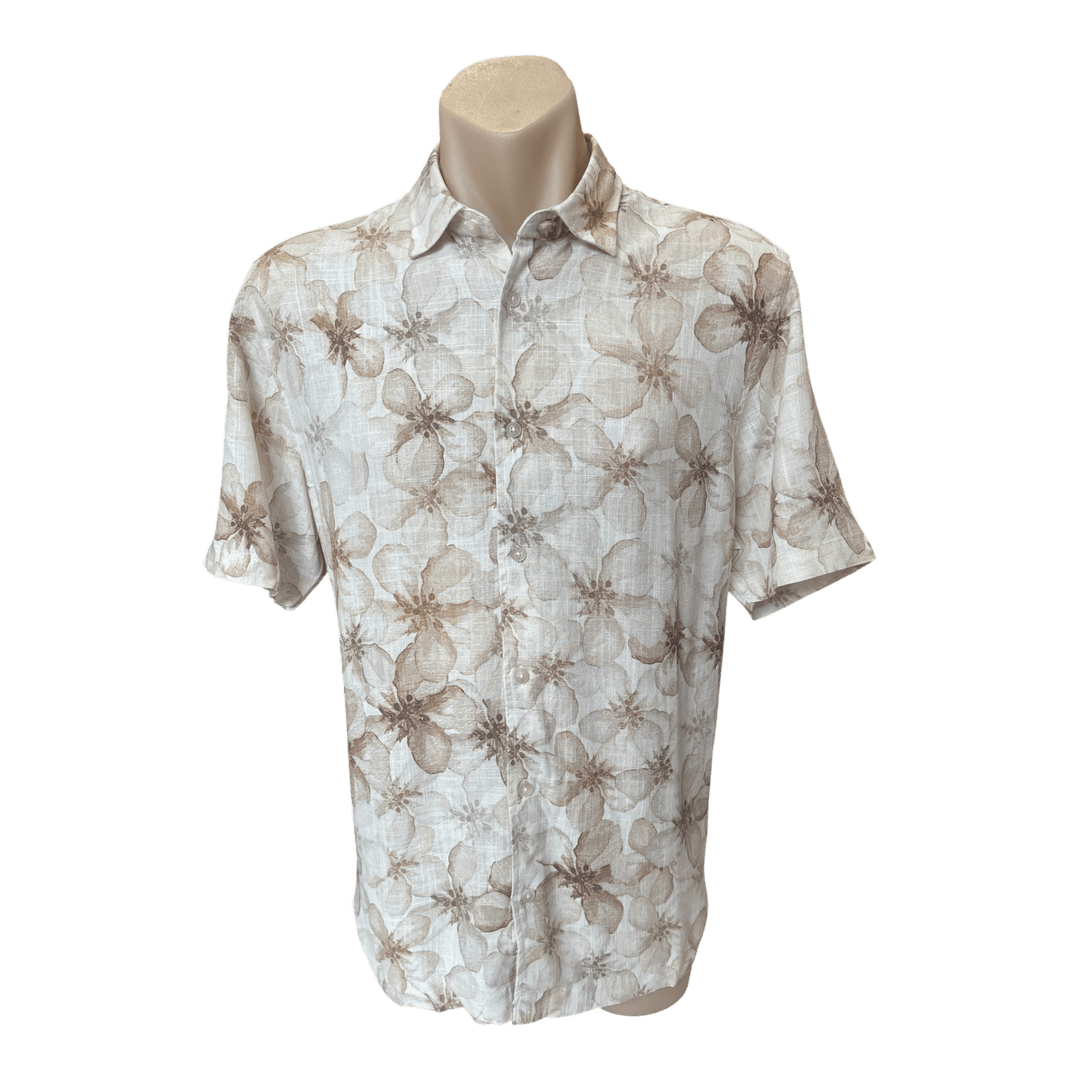 James Harper S/S Floral Print Linen Blend Shirt JHS714 - Ronald King