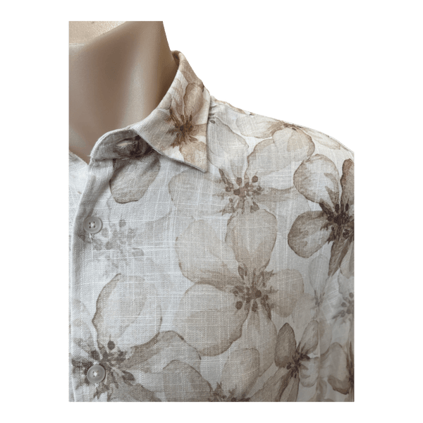 James Harper S/S Floral Print Linen Blend Shirt JHS714 - Ronald King