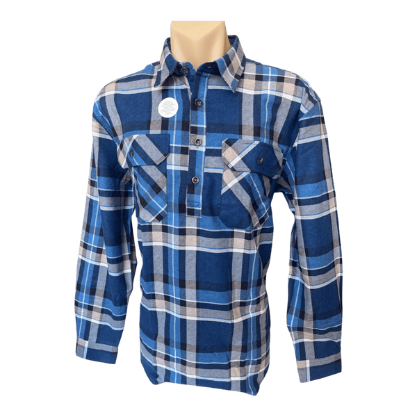 Pilgrim 1/2 Button Front Flannelette Shirt 6141 - Ronald King